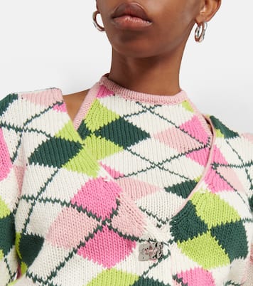 Argyle cotton cardigan | Ganni