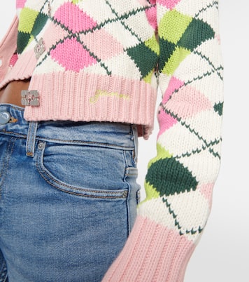 Argyle cotton cardigan | Ganni