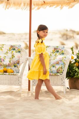 Bow-detail tiered cotton dress  | Patachou