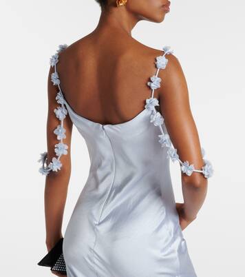 Bridal floral-appliqué satin gown | Self-Portrait