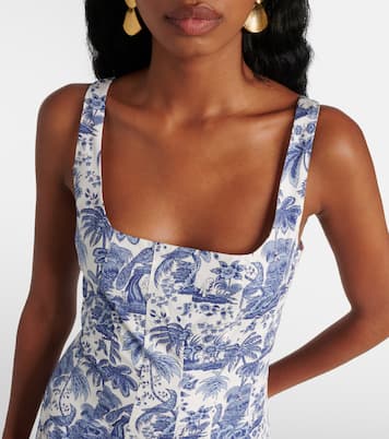 Wells printed cotton poplin midi dress | Staud
