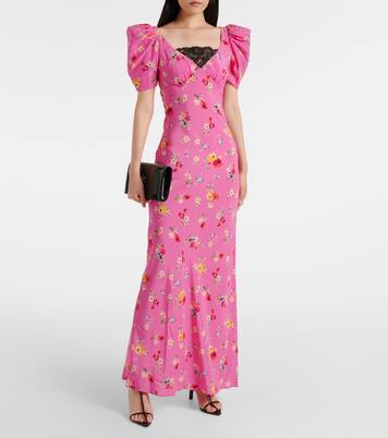 Robe longue en soie à dentelle | Rodarte