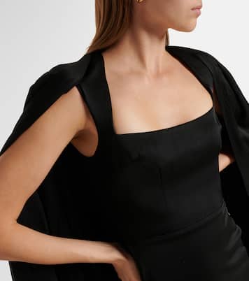 Caped satin crêpe gown | Alex Perry