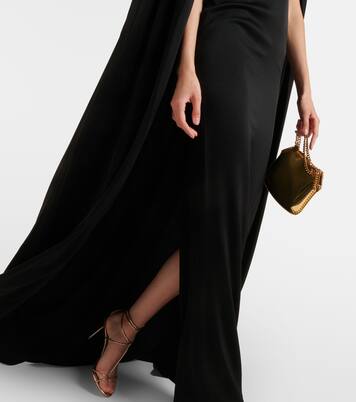 Caped satin crêpe gown | Alex Perry