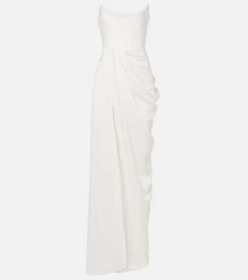 Bridal draped crêpe bustier gown | Alex Perry