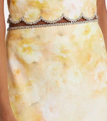 Falda midi Crush de lino festoneada | Zimmermann