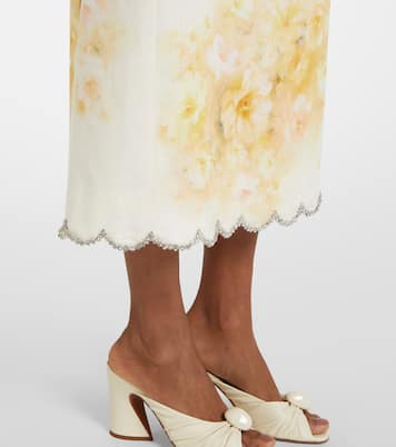 Falda midi Crush de lino festoneada | Zimmermann
