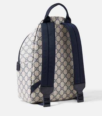 GG Supreme leather-trimmed canvas backpack | Gucci Kids
