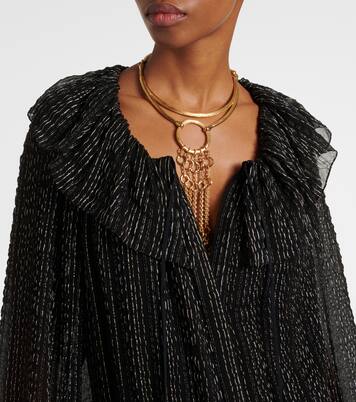 فستان سهرة من الحرير المخلوط بكشكشة | Chloé