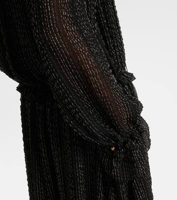 فستان سهرة من الحرير المخلوط بكشكشة | Chloé