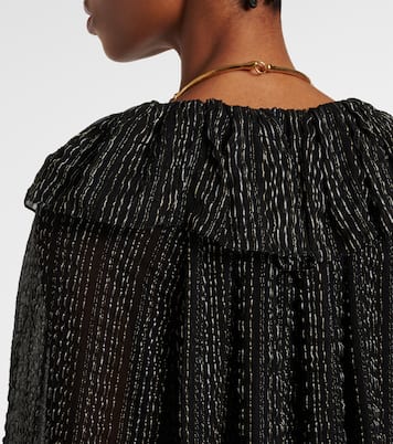 فستان سهرة من الحرير المخلوط بكشكشة | Chloé