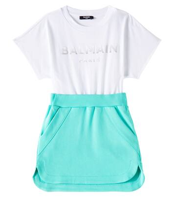 Logo cotton jersey dress | Balmain Kids
