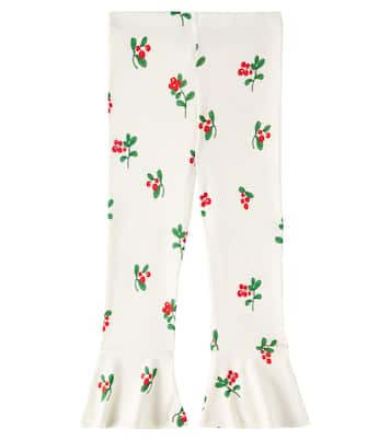 Lingonberries cotton jersey flared pants | Mini Rodini
