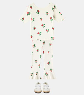 Lingonberries cotton jersey flared pants | Mini Rodini