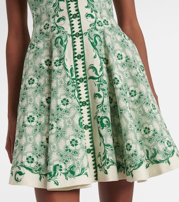 Olive printed linen and cotton minidress | Alémais