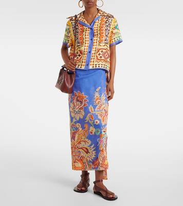 Bedruckter Wickelrock aus Baumwolle und Seide | Etro