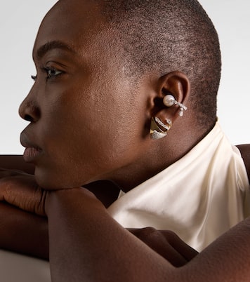 Boucle d'oreille unique en or blanc 18 ct, diamants et perle d'eau douce | Yeprem