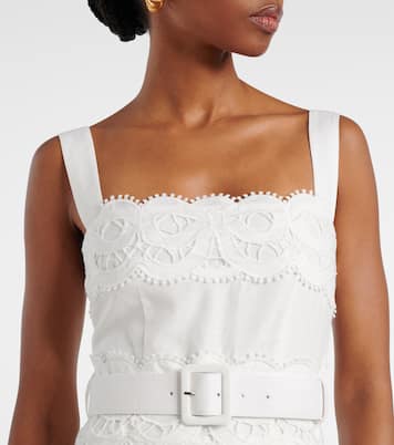 Midikleid aus Leinen und Baumwolle mit Spitze | Self-Portrait