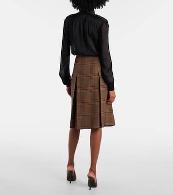 Prince of Wales check wool midi skirt | Saint Laurent