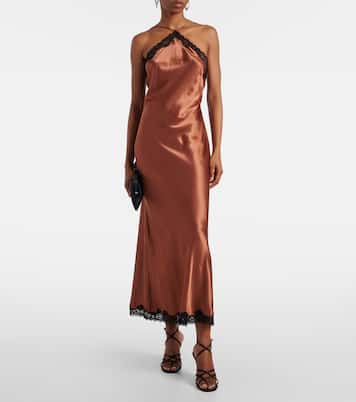 Robe midi Harlan en satin et dentelle | Rixo