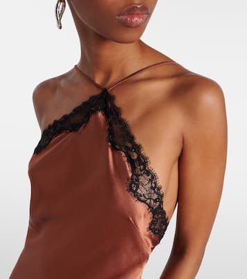 Robe midi Harlan en satin et dentelle | Rixo