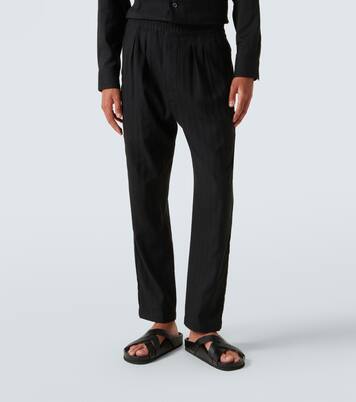 Pantalon droit rayé en coton et soie | Tom Ford