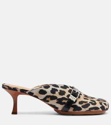 Sue printed denim mules | Ganni