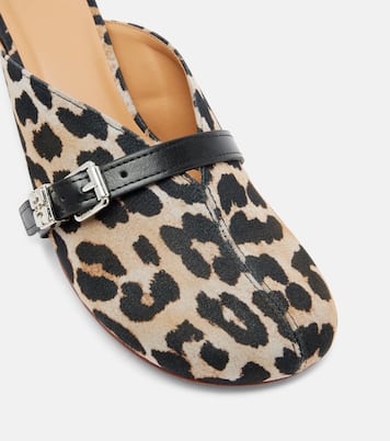 Sue printed denim mules | Ganni