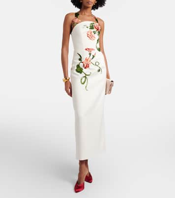 فستان سهرة بزخارف ورود بياقة هالتر | Leo Lin