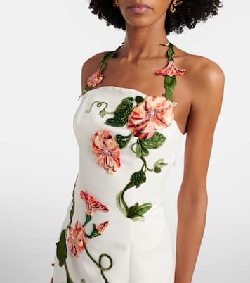 فستان سهرة بزخارف ورود بياقة هالتر | Leo Lin