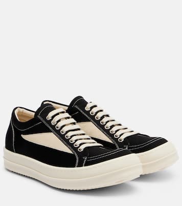 DRKSHDW Vintage suede-trimmed canvas sneakers | Rick Owens