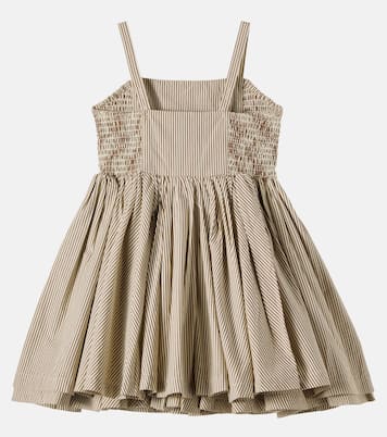 Patch-appliqué striped cotton dress | Mini Rodini