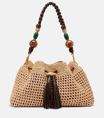 Bon Bon Medium beaded raffia bucket bag | Jimmy Choo