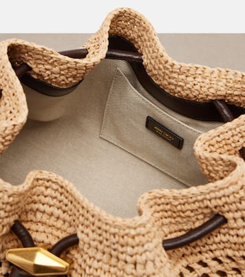 Bon Bon Medium beaded raffia bucket bag | Jimmy Choo