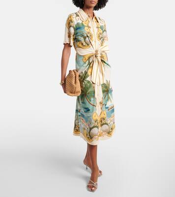 Abito chemisier Royal Sea in misto lino | Farm Rio