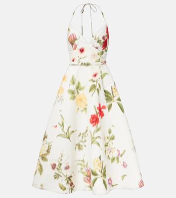 Belted floral faille cocktail dress | Oscar de la Renta