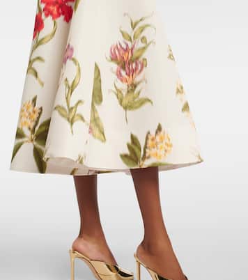 Belted floral faille cocktail dress | Oscar de la Renta