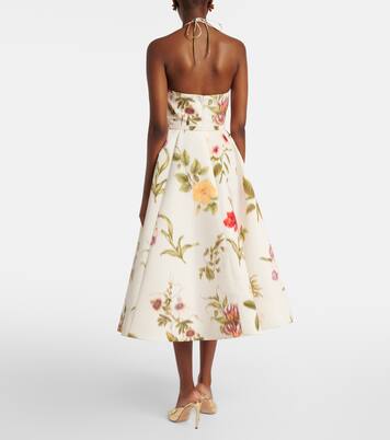 Belted floral faille cocktail dress | Oscar de la Renta