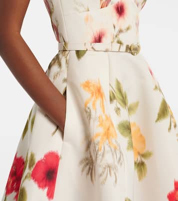 Belted floral faille cocktail dress | Oscar de la Renta