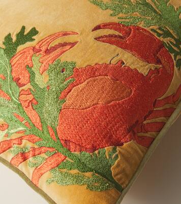 Embroidered cotton velvet cushion | Les-Ottomans