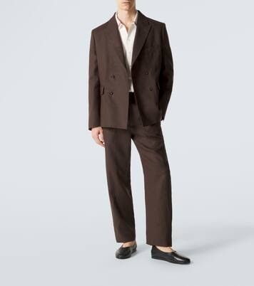 Double-breasted linen blazer | Bode