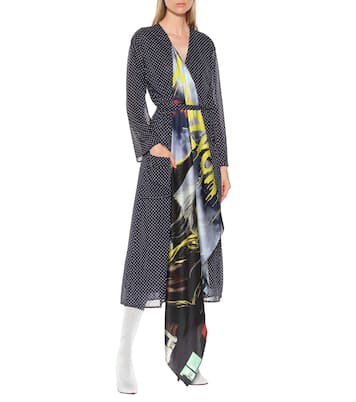 Robe portefeuille imprimée en mousseline et soie | Vetements