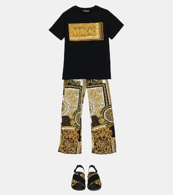 Pantaloni flared a stampa Barocco Patchwork | Versace Kids