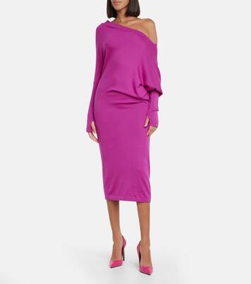 One-shoulder cashmere and silk midi dress | Tom Ford