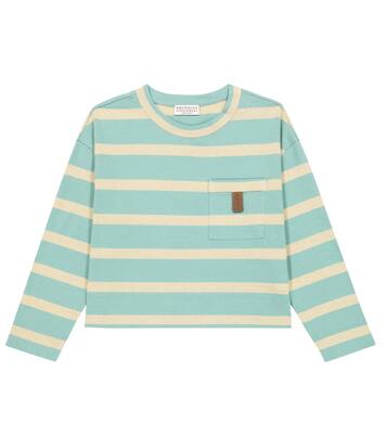 Striped cotton-blend T-shirt | Brunello Cucinelli Kids