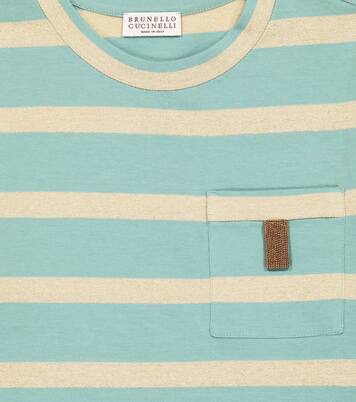 Striped cotton-blend T-shirt | Brunello Cucinelli Kids