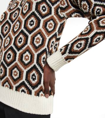 Intarsia wool-blend turtleneck sweater | Prada