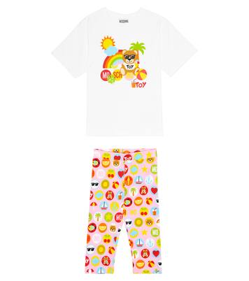 Cotton-blend jersey T-shirt and leggings set | Moschino Kids