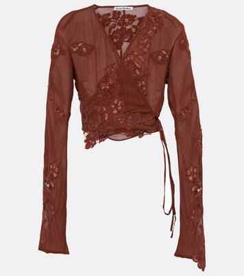 Floral lace-trimmed crop top | Acne Studios