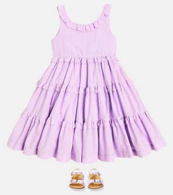 Ruffled tiered cotton dress | Monnalisa